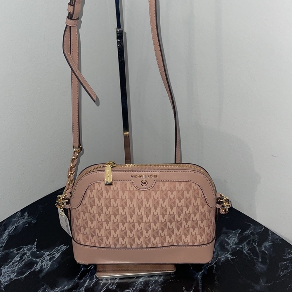 MICHAEL KORS Signature Jet Set Charm Small Dome Pink Crossbody NWT- MINOR DAMAGE - Picture 5 of 11